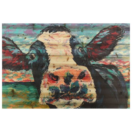Empire Art Direct Arte de Legno 30" x 45" Curious Cow Wall Art